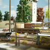 Freight load with 7 rusted steel bundles